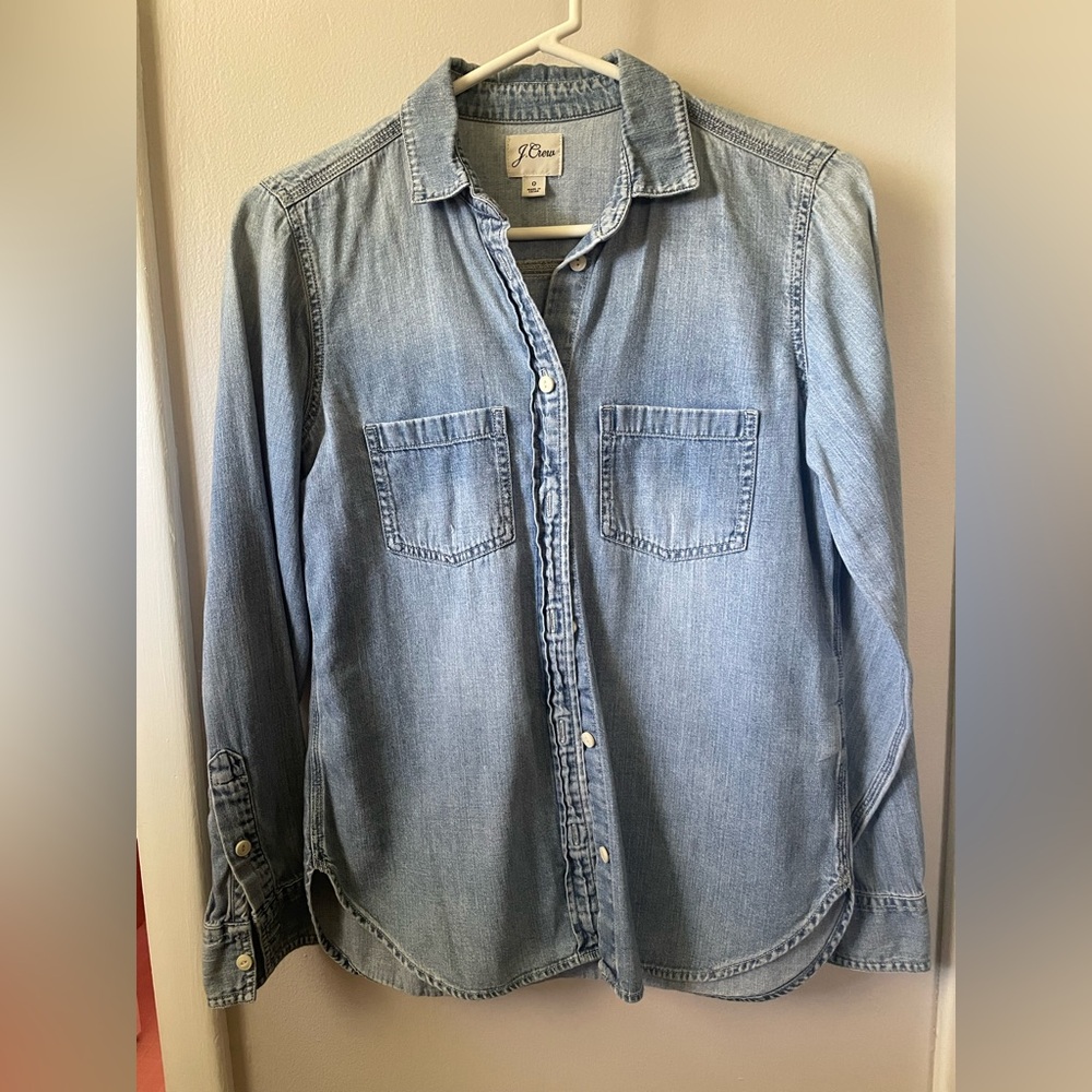 J.Crew Light Blue Denim Shirt Size 0